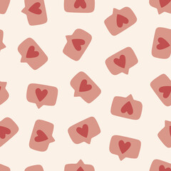 Seamless vector pattern with like heart shapes. Romantic vintage background for Valentine’s Day and holidays. Love and romance symbol. Background for print, wrapping paper and fabric