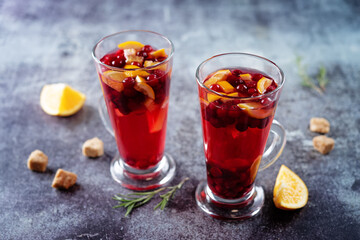 Cranberry orange sangria in a glass
