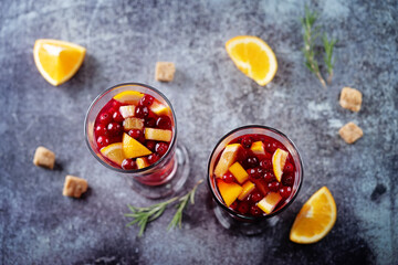 Cranberry orange sangria in a glass