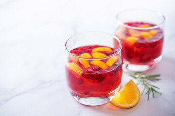 Cranberry orange sangria in a glass