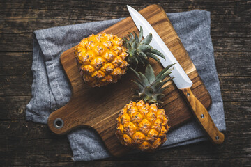 Ripe baby pineapple. Mini pineapple.