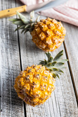 Ripe baby pineapple. Mini pineapple.