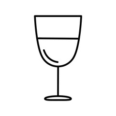 Classic Glass of Wine, Lemonade and Juice. Flat Icon in Outline Design. Black Stroke. Pictogram for Website Vector eps10.