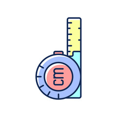 Retractable flexible rule RGB color icon