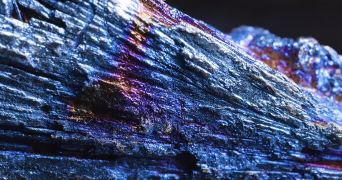 Vivid asteroid mineral or blue metal surface, sci-fi alien and futuristic