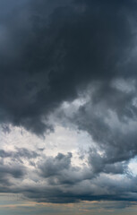 Fantastic thunderclouds, vertical panorama