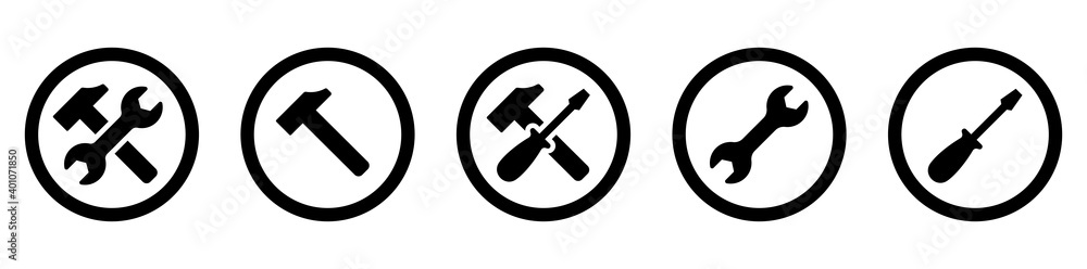 Poster tools icons set. instruments signs collection. tool icon. vector