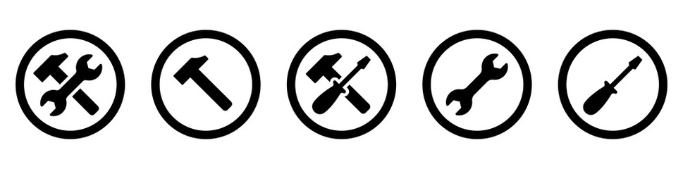 Tools icons set. Instruments signs collection. Tool icon. Vector