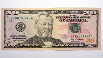 Glitching and distorted american 50 dollar bill - Powered by Adobe