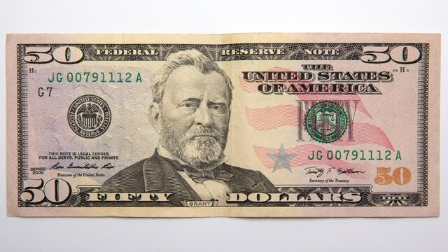 Glitching and distorted american 50 dollar bill