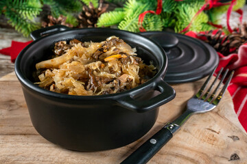 Traditional polish sauerkraut with mushrooms.