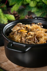 Traditional polish sauerkraut with mushrooms.
