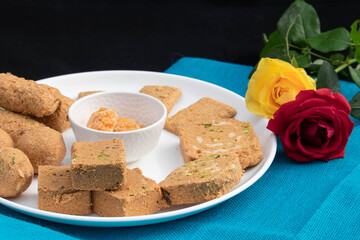 Season Greetings Of Makar Sankranti Lohri Bihu Celebration. Wide Variety Of Indian Sweet Gajak...