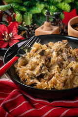 Traditional polish sauerkraut with mushrooms.