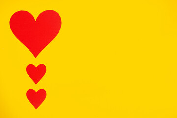 Valentine's day greeting card template on yellow background