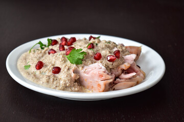 Сhicken nto walnut sauce.  Satsivi is a Georgian dish.