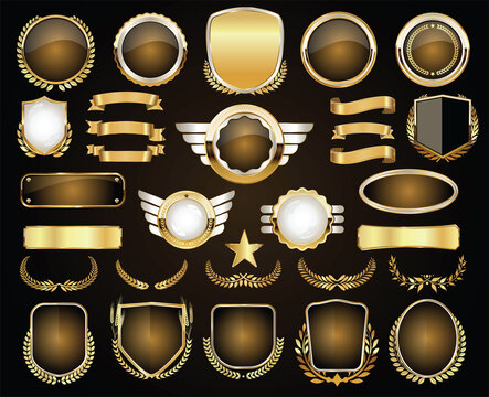 Golden badge and labels retro vintage collection