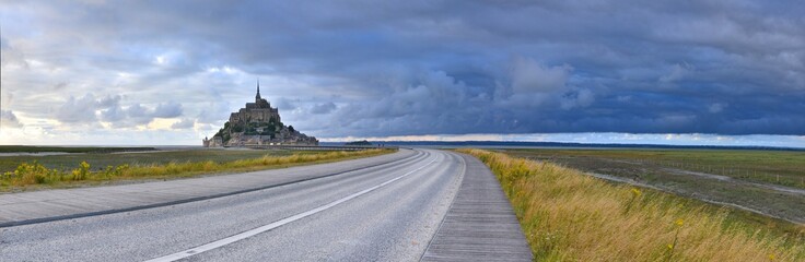 View of Mont Saint Michel at sunset