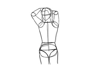 Vector illustration of Female Character Pose. Rough sketch of abstract posing figure. Black lines on a white background. A rough sketch of a female body. Rough Sketch Practice. vector eps10.