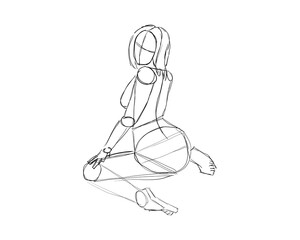 Vector illustration of Female Character Pose. Rough sketch of abstract posing figure. Black lines on a white background. A rough sketch of a female body. Rough Sketch Practice. vector eps10.