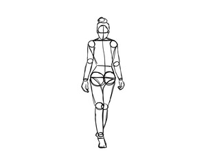 Vector illustration of Female Character Pose. Rough sketch of abstract posing figure. Black lines on a white background. A rough sketch of a female body. Rough Sketch Practice. vector eps10.