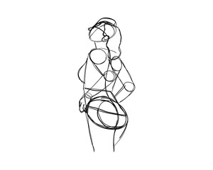 Vector illustration of Female Character Pose. Rough sketch of abstract posing figure. Black lines on a white background. A rough sketch of a female body. Rough Sketch Practice. vector eps10.
