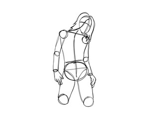 Vector illustration of Female Character Pose. Rough sketch of abstract posing figure. Black lines on a white background. A rough sketch of a female body. Rough Sketch Practice. vector eps10.