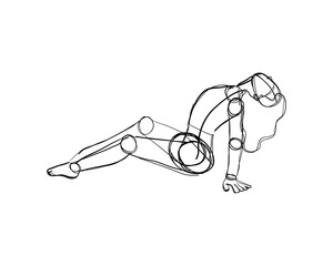 Vector illustration of Female Character Pose. Rough sketch of abstract posing figure. Black lines on a white background. A rough sketch of a female body. Rough Sketch Practice. vector eps10.