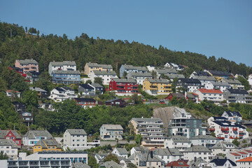 Fototapeta premium Beautiful view of Alesund, port town on the west coast of Norway, at the entrance to the Geirangerfjord