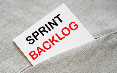 SPRINT BACKLOG text on the white sticker in the shirt pocket.