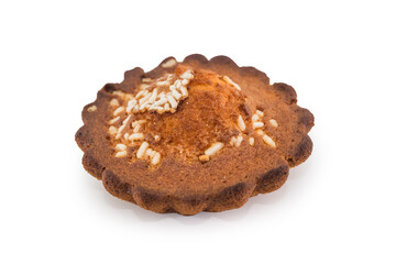 delicious curd cupcake isolated on white