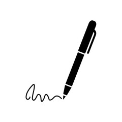 Signature icon, logo isolated on white background