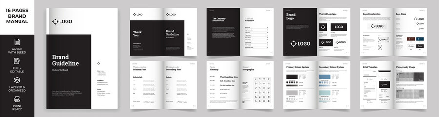 Brand Manual Template, Simple style and modern layout Brand Style , Brand Book, Brand Identity, Brand Guideline, Guide Book - obrazy, fototapety, plakaty