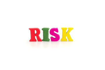 Risk word isolated on white background.Focused on the business concept.