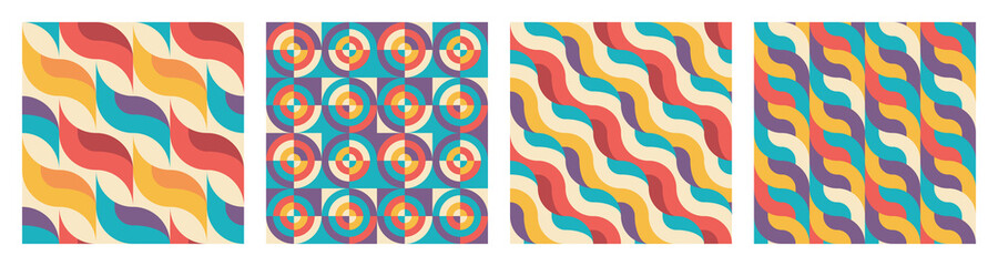 Seamless pattern set. Abstract geometric artistic background design. Decorative ornament mosaic. Vector illustration. 