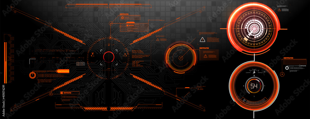 Poster sci-fi futuristic hud dashboard display virtual reality technology screen. gui elements for vr, ui d