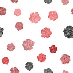 Light Red vector seamless natural artwork with flowers. Colorful illustration in doodle style with flowers. Texture for window blinds, curtains.