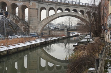 Canal Walkway on Gray Winter Day