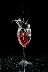 Sweet tropical fruits and mixed berries. Splash of juice. Watermelon, lemon, pineapple, strawberry, orange, mango, blueberry, cherry, raspberry, papaya., Kiwi vector realistic set. High quality 50mb