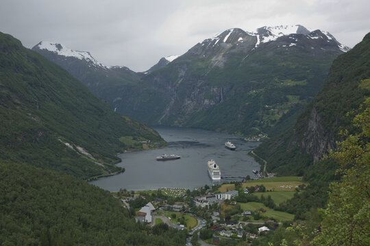 Geiranger fjord, Beautiful Nature Norway. It is a 15-kilometre (9.3 mi) long branch off of the Sunnylvsfjorden, which is a branch off of the Storfjorden (Great Fjord) © Jiri Vondrous