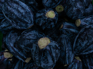 Fototapeta na wymiar blue cabbage on the store counter