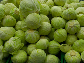 green cabbage on the store counter