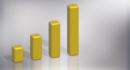 3d graph of growth from gold bars in an abstract setting. The illustration contains a place for the text of business analytics.