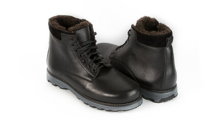 children's black orthopedic shoes on a white background