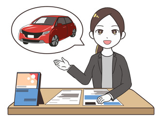 車を紹介するリポーター 女性 Poster Car Car Posters 無印かげひと