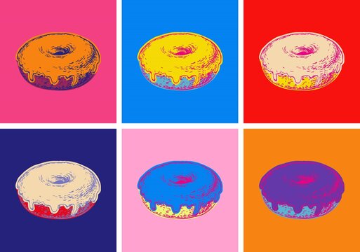 Set Donuts Vector Illustration Pop Art Style. artificial