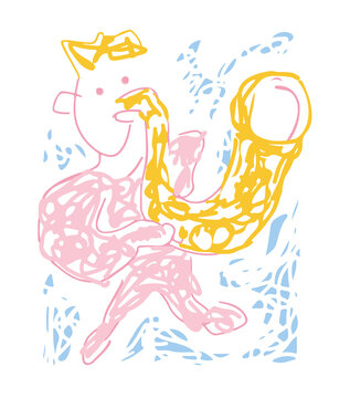 abstract figure playing yellow saxophone clip art preview