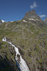 Fototapeta na wymiar View of Trollstigen or Trolls Path which is a serpentine mountain road in Norway