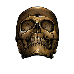 vintage skull front view yellow black scratched