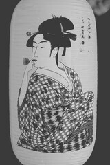 black and white picture of Japanese traditional style on lantern